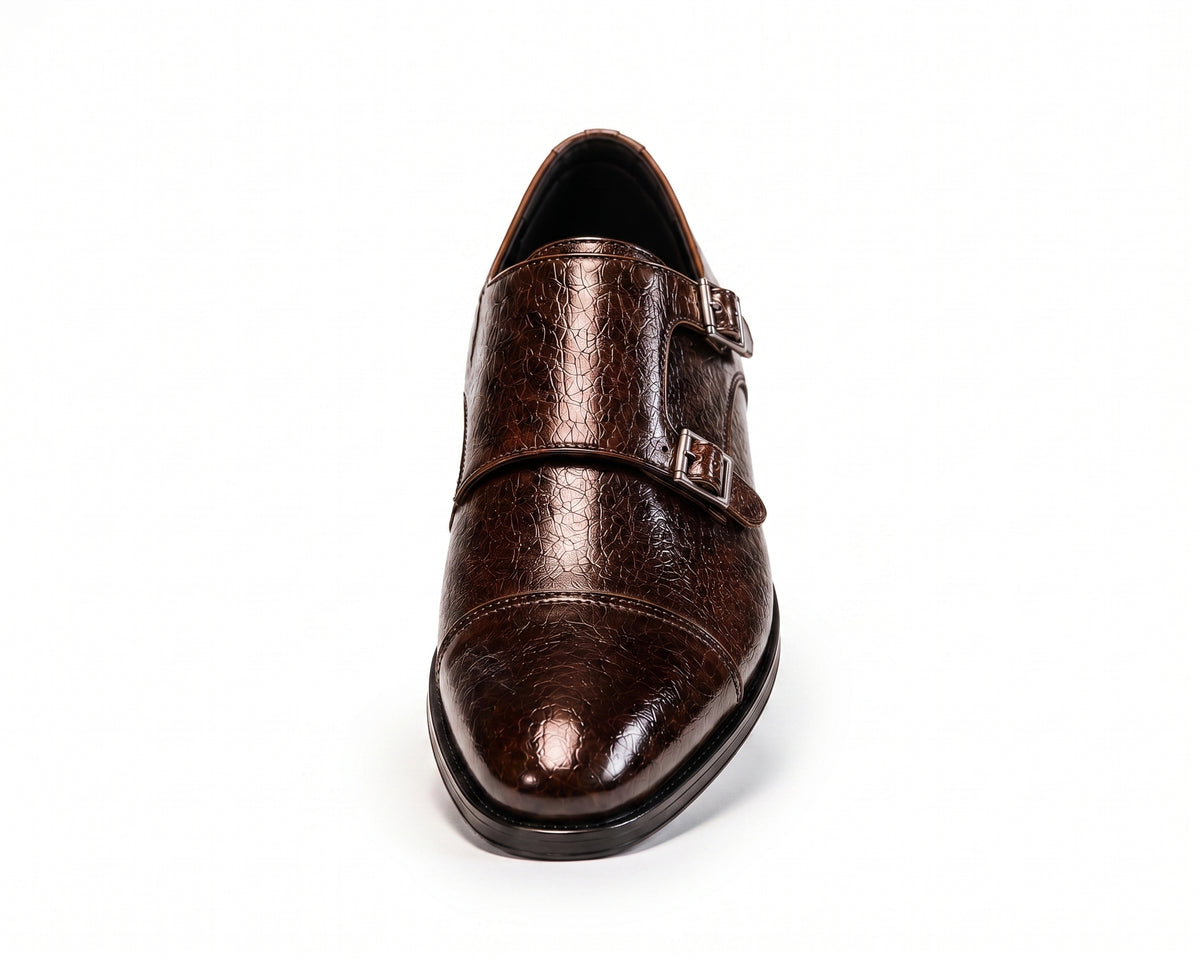 Double-Monk Leather Dress Shoes