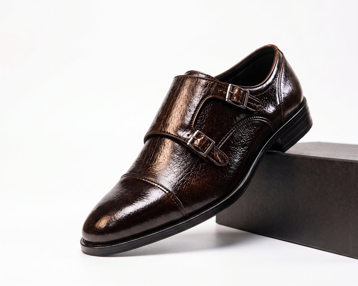 Double-Monk Leather Dress Shoes