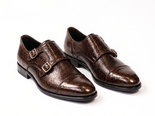 Double-Monk Leather Dress Shoes