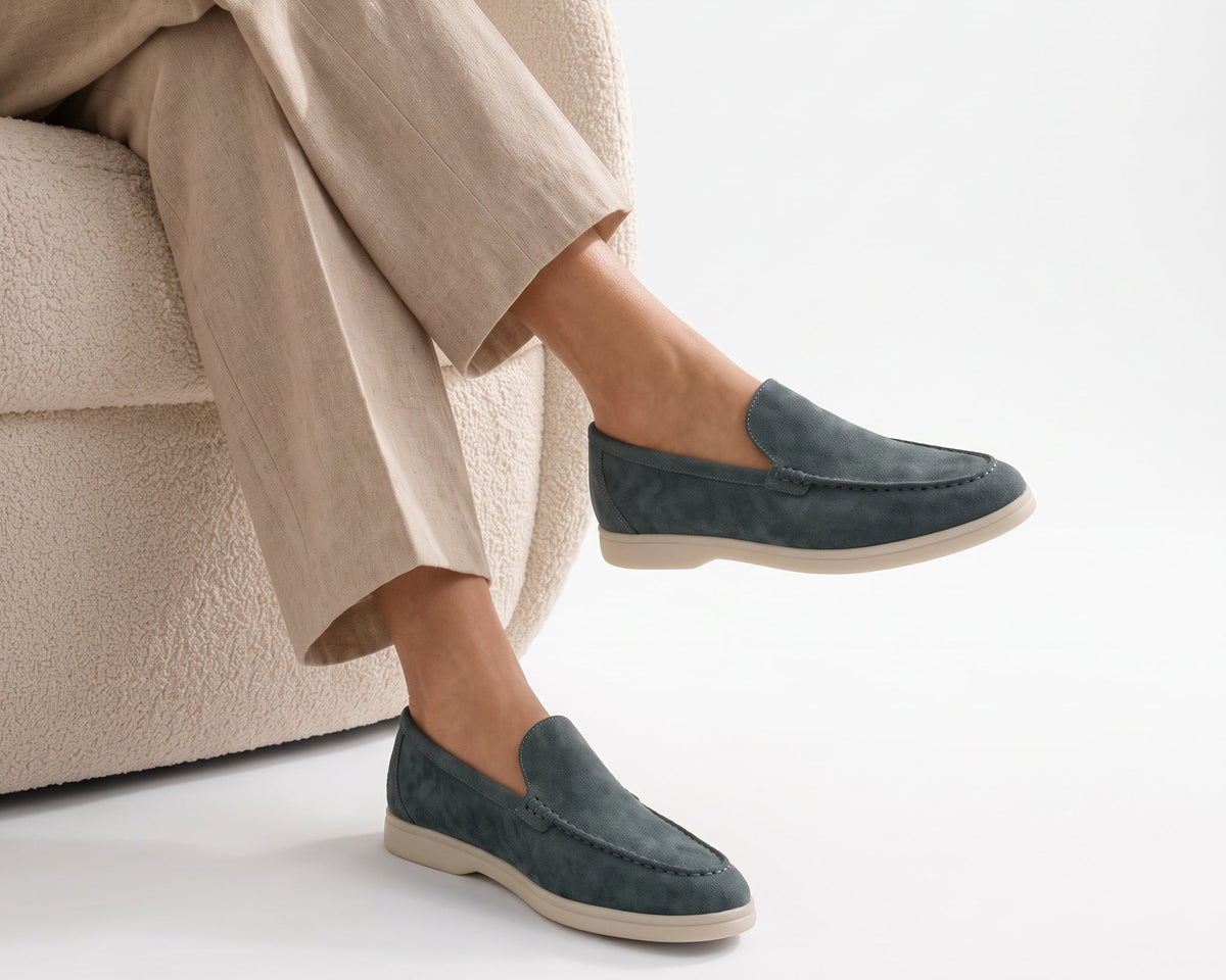 Loro Piana Summer Walk Loafers (blue/grey )