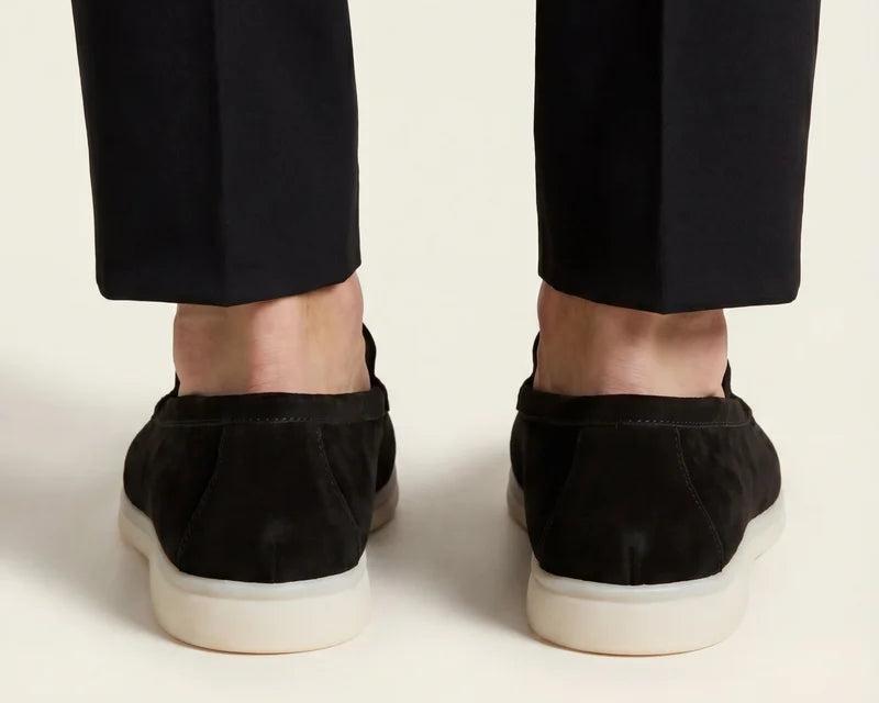 Loro Piana Summer Walk Suede Loafers Black