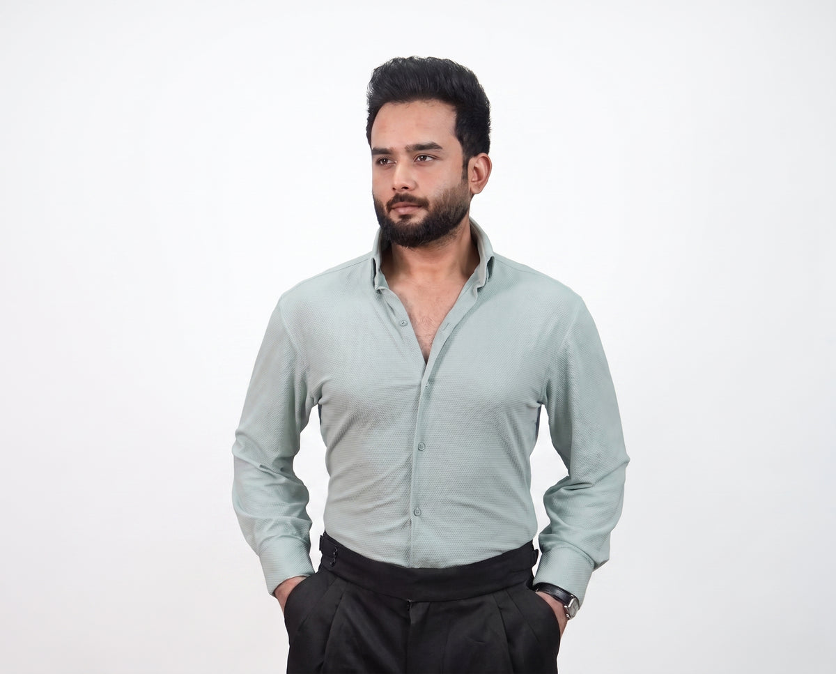 Long Collar Pinstripe Shirt Mint