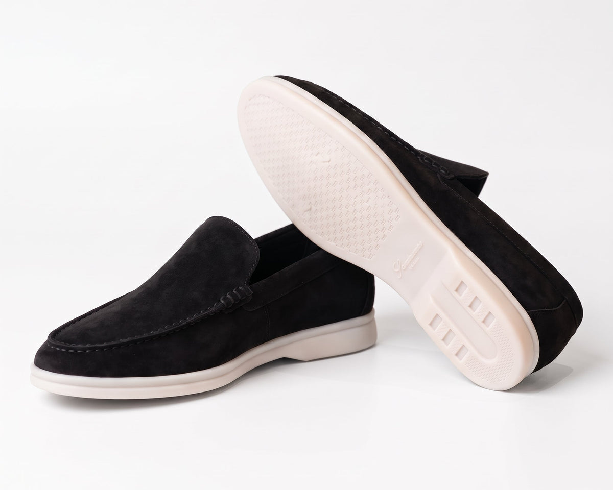 Loro Piana Summer Walk Suede Loafers Black
