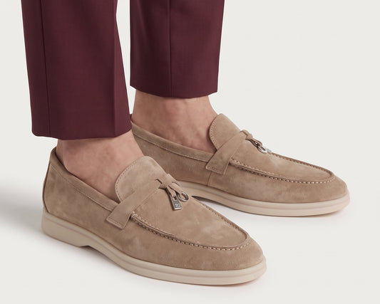 Beige Suede Tassel Loafer.
