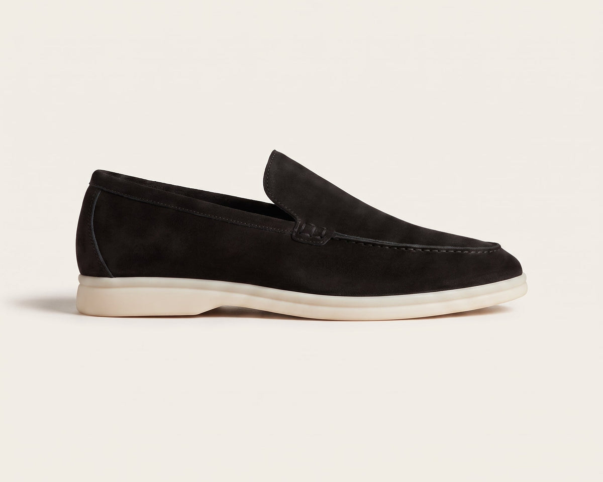 Loro Piana Summer Walk Suede Loafers Black