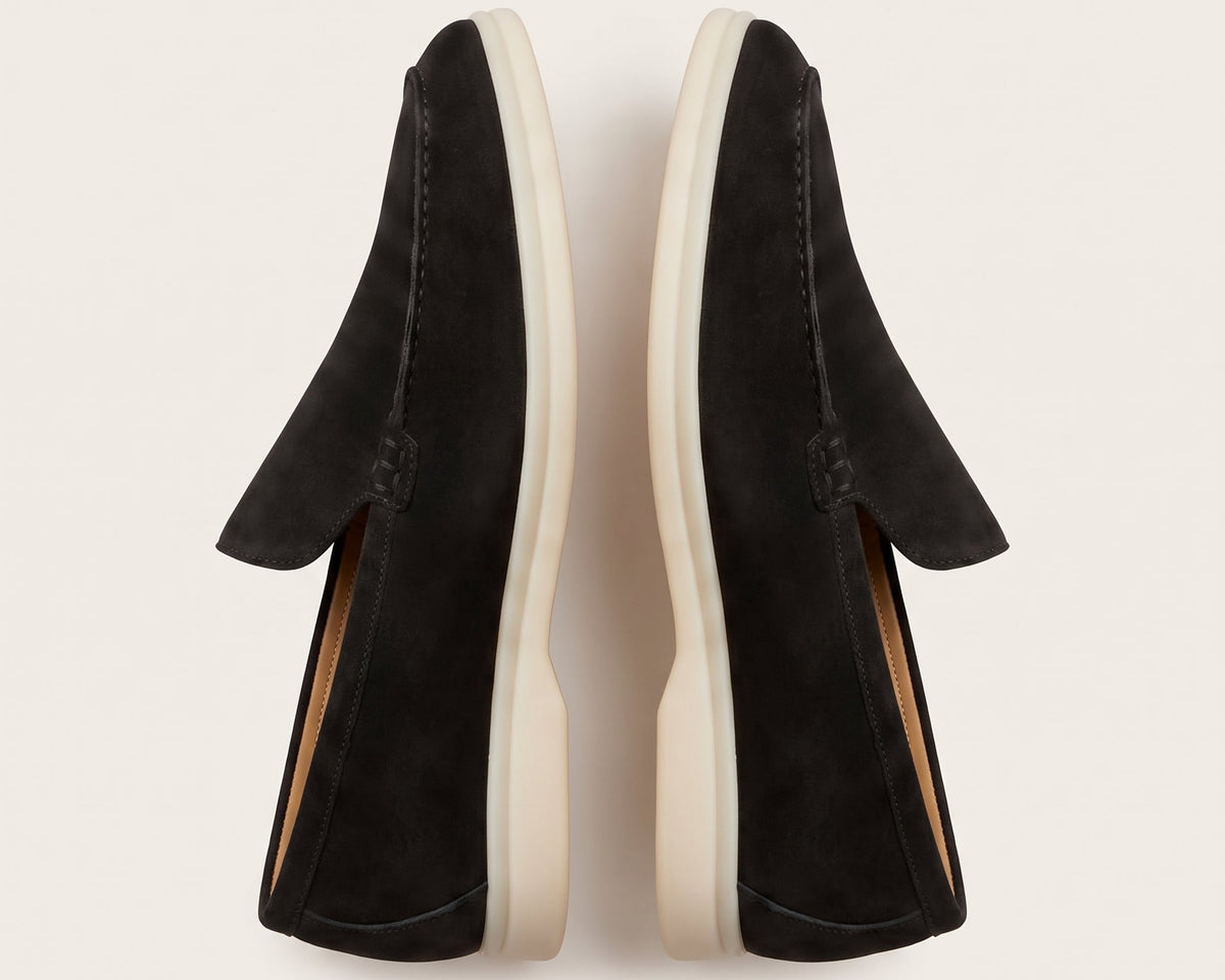 Loro Piana Summer Walk Suede Loafers Black