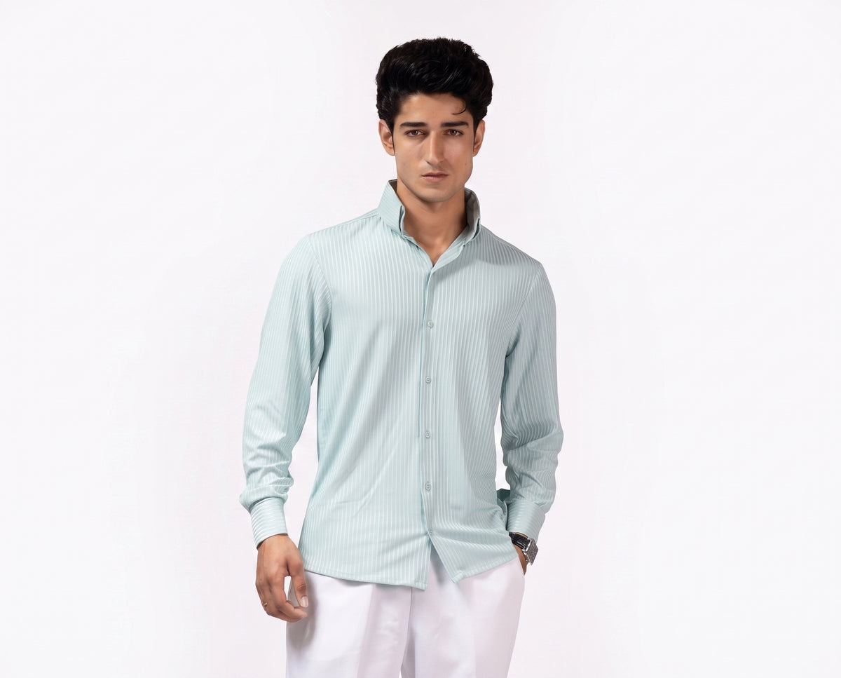Long Collar Pinstripe Shirt Mint