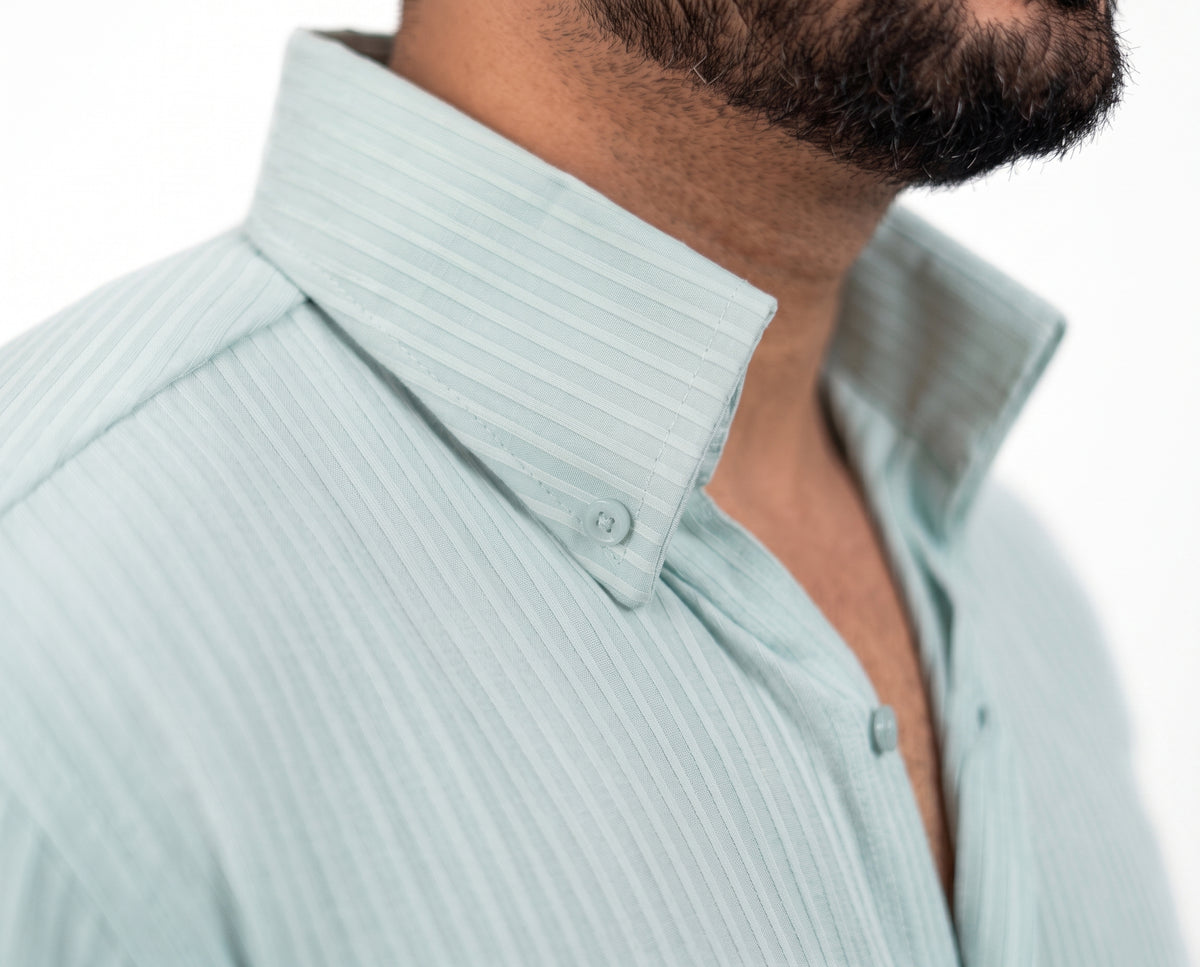 Long Collar Pinstripe Shirt Mint