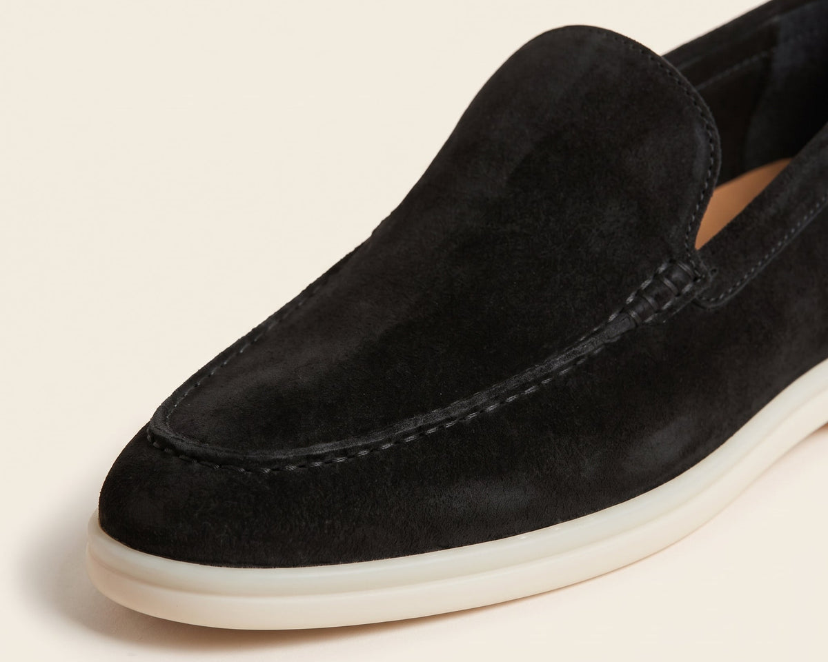Loro Piana Summer Walk Suede Loafers Black